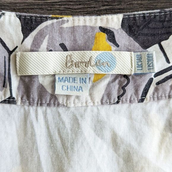 Boden Retro Rose Cotton Fit & Flare Dress in Gray & Yellow | 10R - Picture 7 of 10